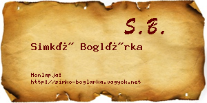 Simkó Boglárka névjegykártya